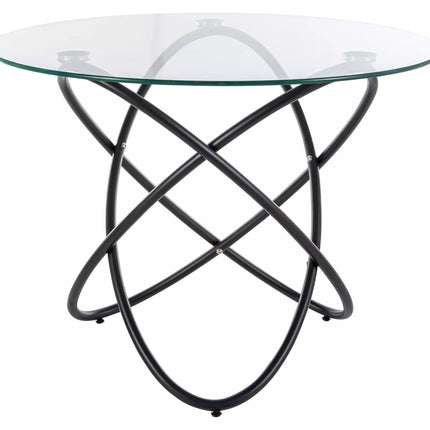 Masa ORBIT, transparent/negru, sticla/metal, 100x75 cm