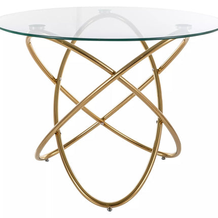 Masa ORBIT, transparent/auriu, sticla/metal, 100x75 cm