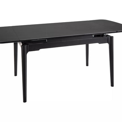Masa extensibila SENTO, negru mat cu efect de marmura, ceramica/lemn, 120/180x80x76 cm