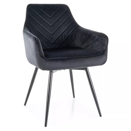 Scaun SERVIO, negru - Bluvel 19, stofa catifelata/metal, 55x45x88 cm