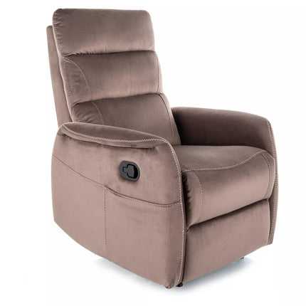 Fotoliu recliner SOLON M, stofa catifelata cappuccino - Bluvel 38, 74x86/162x106 cm