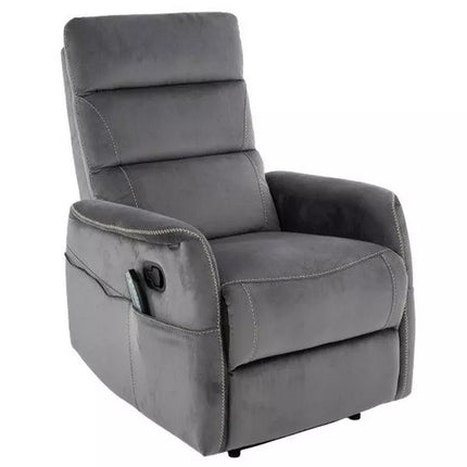 Fotoliu recliner SOLON M, stofa catifelata gri - Bluvel 14, 74x86/162x106 cm