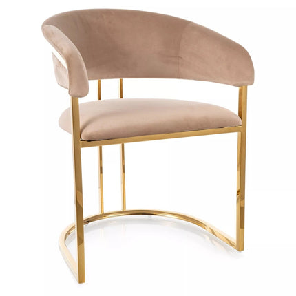 Scaun TULIPE, bej inchis - Bluvel 28, stofa catifelata/metal, 56x46x77 cm