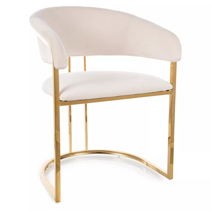 Scaun TULIPE, bej deschis - Bluvel 22, stofa catifelata/metal, 56x46x77 cm