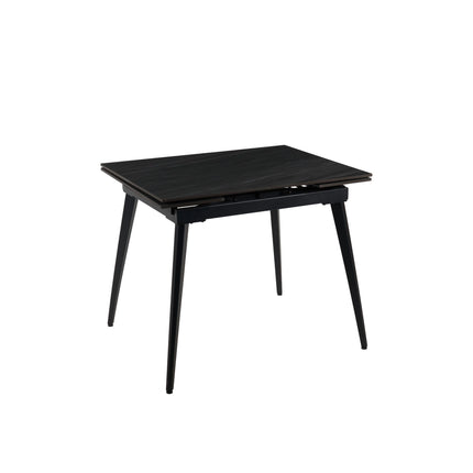 Masa extensibila REEF, gri antracit cu efect de piatra/negru, ceramica/metal, 90/140x70x75 cm