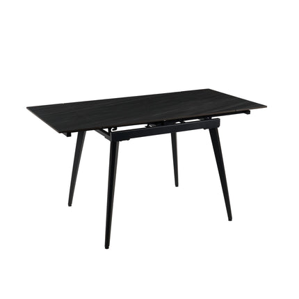 Masa extensibila REEF, gri antracit cu efect de piatra/negru, ceramica/metal, 90/140x70x75 cm