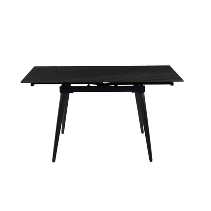 Masa extensibila REEF, gri antracit cu efect de piatra/negru, ceramica/metal, 90/140x70x75 cm