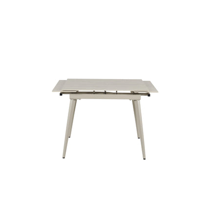 Masa extensibila REEF, grej cu efect de piatra travertin, ceramica/metal, 90/140x70x75 cm