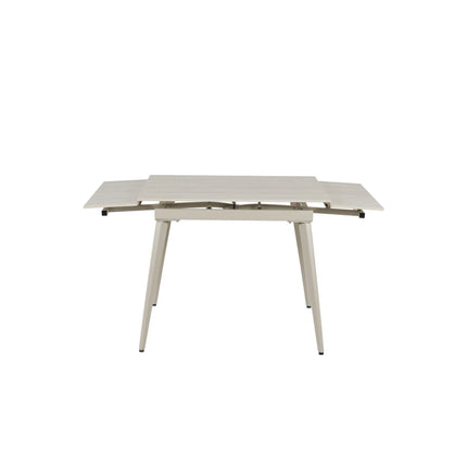 Masa extensibila REEF, grej cu efect de piatra travertin, ceramica/metal, 90/140x70x75 cm