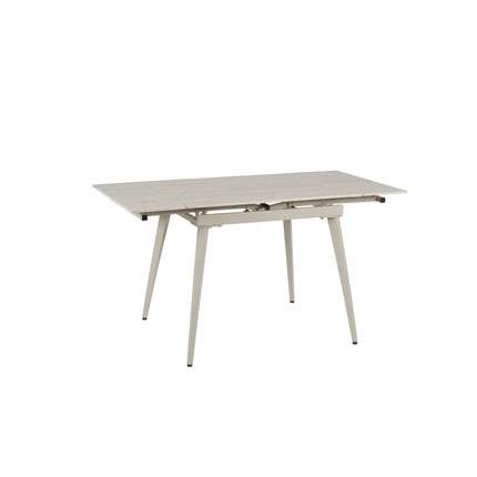 Masa extensibila REEF, grej cu efect de piatra travertin, ceramica/metal, 90/140x70x75 cm