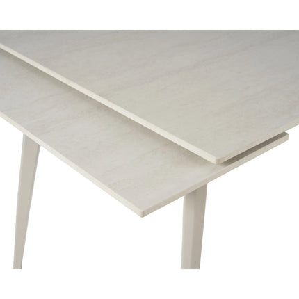 Masa extensibila REEF, grej cu efect de piatra travertin, ceramica/metal, 90/140x70x75 cm