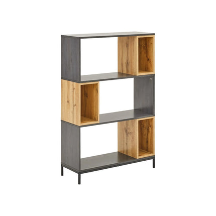 Bibiloteca KIKO, stejar/gri antracit, 80x30x121 cm