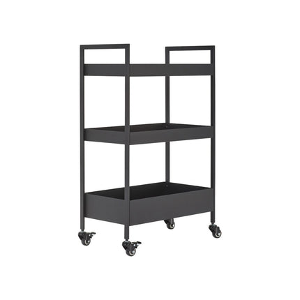 Carucior servire HELGE, negru, metal/plastic, 51x30x82 cm