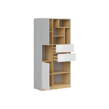 Biblioteca NANDU, gri deshis/stejar, PAL laminat, 80x39x164 cm