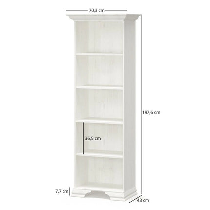 Biblioteca IRYS, pin alb anderson, PAL laminat, 70x43x198 cm