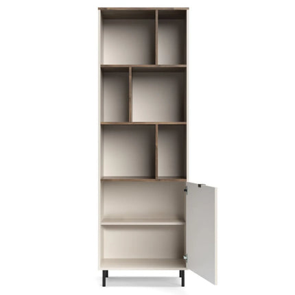 Biblioteca cu rafturi pentru carti EVO, casmir/stejar, PAL laminat, 63x40x195 cm