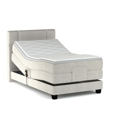 Pat boxspring DIXON 90x200, personalizabil, cu mecanism electric, saltele si topper