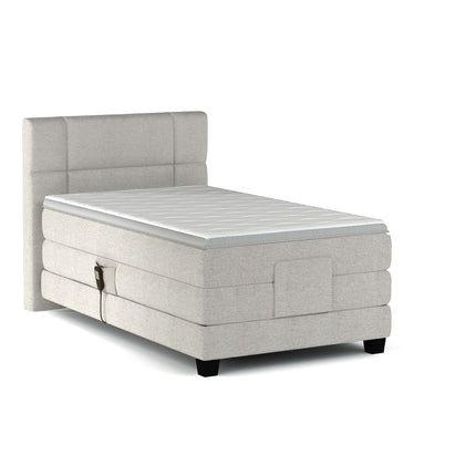 Pat boxspring REY 120x200, personalizabil, cu mecanism electric, saltele si topper