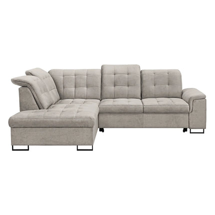 Coltar extensibil ARAGON, sezlong stanga, stofa catifelata bej - Voss 28, cu lada depozitare, 270x230x150 cm