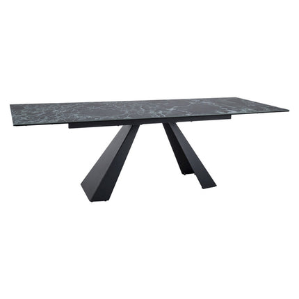 Masa extensibila SALVADORE, turcoaz/negru, sticla/ceramica/metal, 160/240x90x77 cm