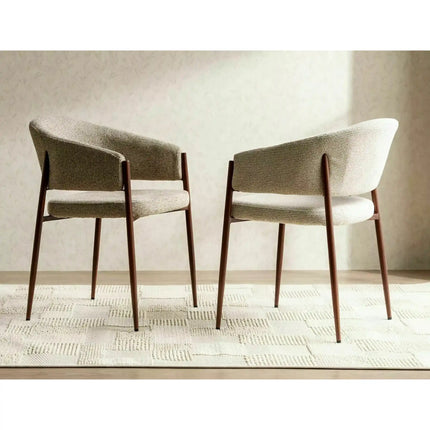 Scaun AKITA D, bej deschis/nuc, stofă/metal, 56x48x78 cm
