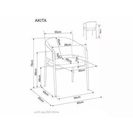 Scaun AKITA D, bej/nuc, stofă/metal, 56x48x78 cm
