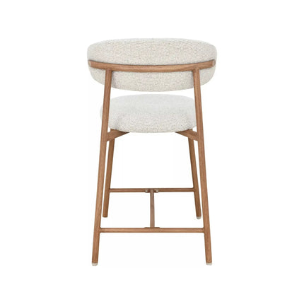 Scaun bar ELTON H-2, bej deschis/stejar, stofă/metal, 43x45x91 cm