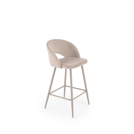 Scaun bar H96, bej deschis/casmir, stofa catifelata/otel, 48x49x89 cm
