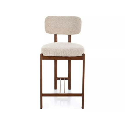 Scaun bar MISAKI H-2, bej deschis/nuc, stofă/metal, 45x44x92 cm