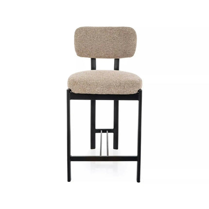 Scaun bar MISAKI H-2, bej/negru, stofă/metal, 45x44x92 cm