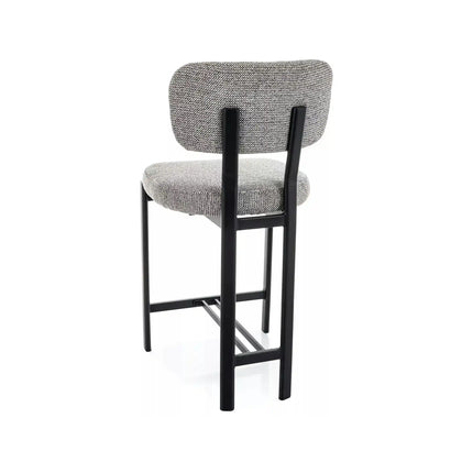Scaun bar MISAKI H-2, gri/negru, stofă/metal, 45x44x92 cm