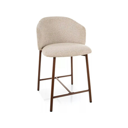 Scaun bar OSAKA H-2, bej deschis/nuc, stofă/metal, 54x43x88 cm