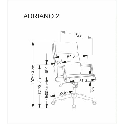 Scaun birou ADRIANO 2, gri deschis/negru, piele ecologica, 65x70x104/110 cm