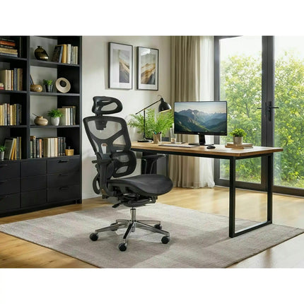Scaun birou EQ-1, negru, plasă, 71x48x112 cm
