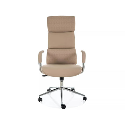 Scaun birou Q-03, bej, piele ecologică, 64x48x119 cm
