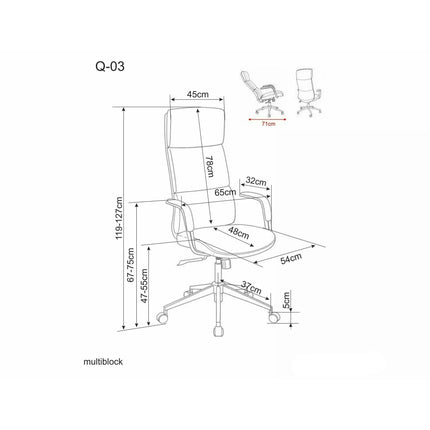 Scaun birou Q-03, bej, piele ecologică, 64x48x119 cm