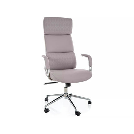 Scaun birou Q-03, gri, piele ecologică, 64x48x119 cm
