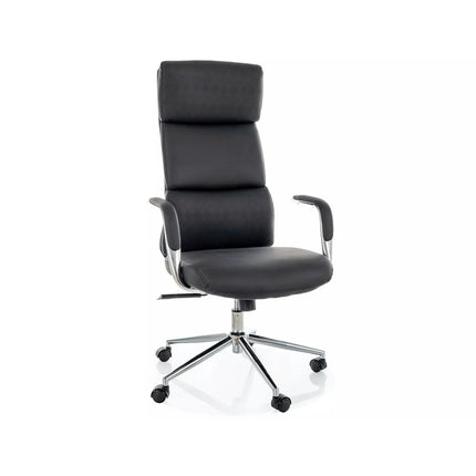 Scaun birou Q-03, negru, piele ecologică, 64x48x119 cm