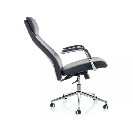Scaun birou Q-05, negru, piele ecologică, 65x50x117 cm