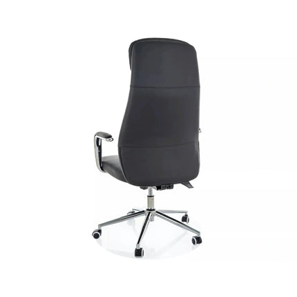 Scaun birou Q-05, negru, piele ecologică, 65x50x117 cm