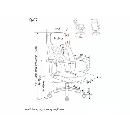 Scaun birou Q-07, bej, piele ecologică, 68x51x116 cm