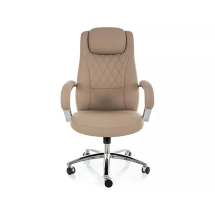 Scaun birou Q-07, bej, piele ecologică, 68x51x116 cm