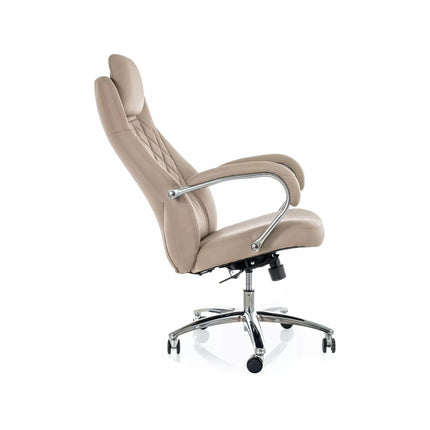 Scaun birou Q-07, bej, piele ecologică, 68x51x116 cm