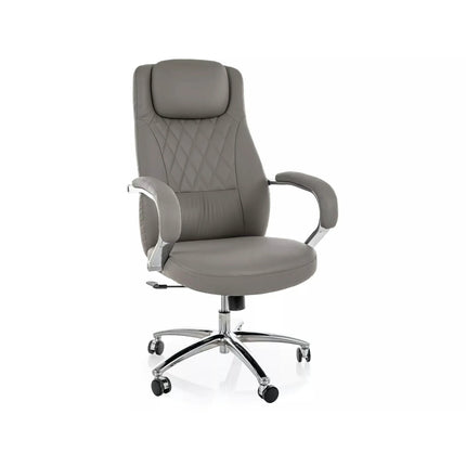 Scaun birou Q-07, gri, piele ecologică, 68x51x116 cm