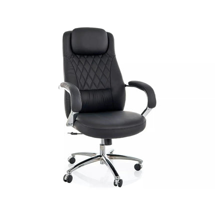 Scaun birou Q-07, negru, piele ecologică, 68x51x116 cm