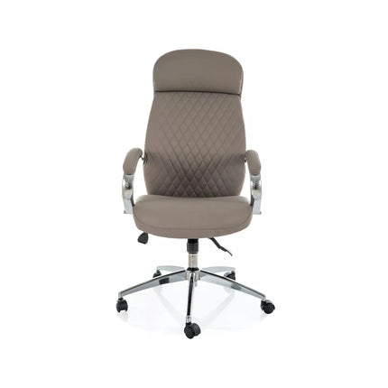 Scaun birou Q-09, gri, piele ecologică, 64x48x118 cm