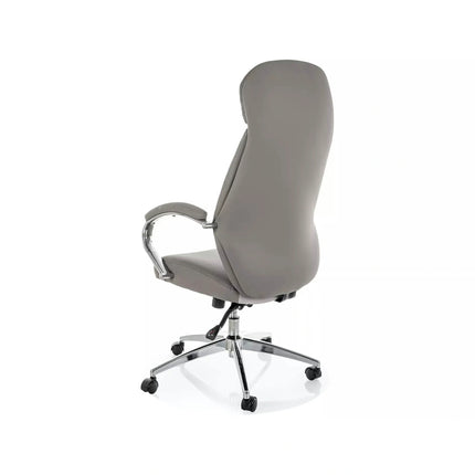 Scaun birou Q-09, gri, piele ecologică, 64x48x118 cm