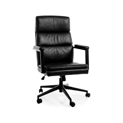 Scaun birou Q-090, negru, piele ecologică, 62x48x106 cm