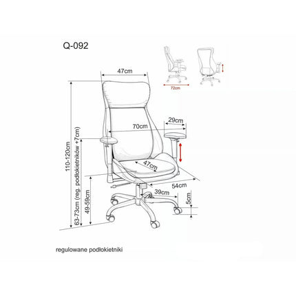 Scaun birou Q-092, negru, piele ecologică, 70x47x110 cm