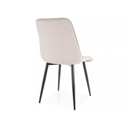 Scaun CHIC, bej deschis/negru, stofă catifelată/metal, 50x43x88 cm
